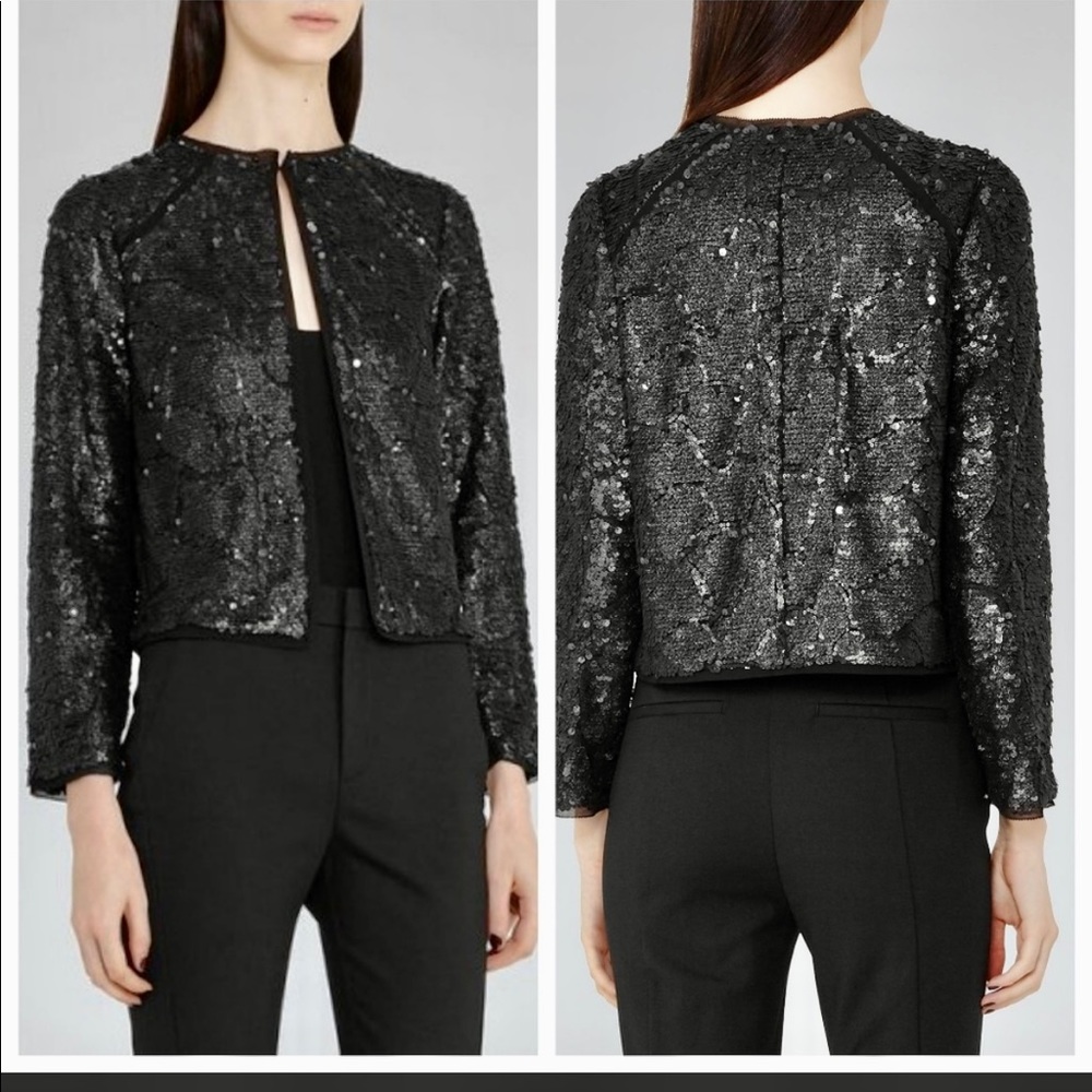REISS Dinah-Embellished Evening Jacket